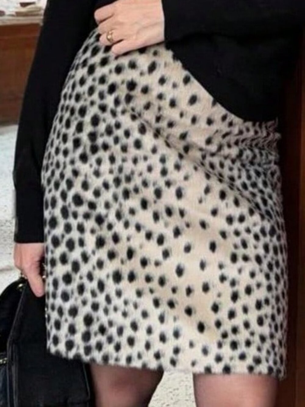 Brown Preppy Women's Furry Leopard Print Midi Skirt